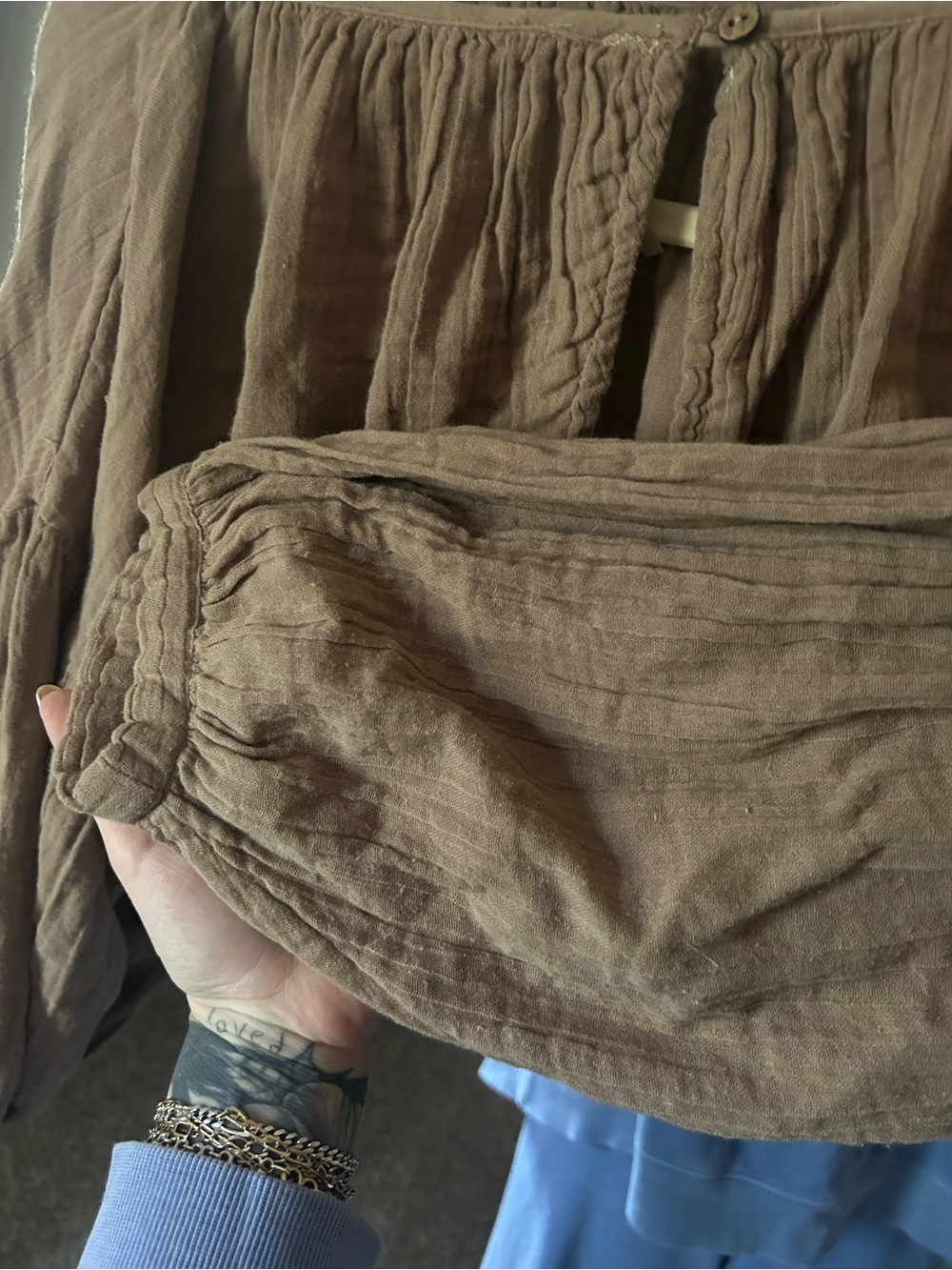 Free People Brown Cropped Peasant Top - Picture 3 of 4